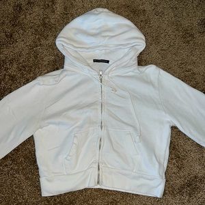 Brandy Melville White Cropped Hoodie